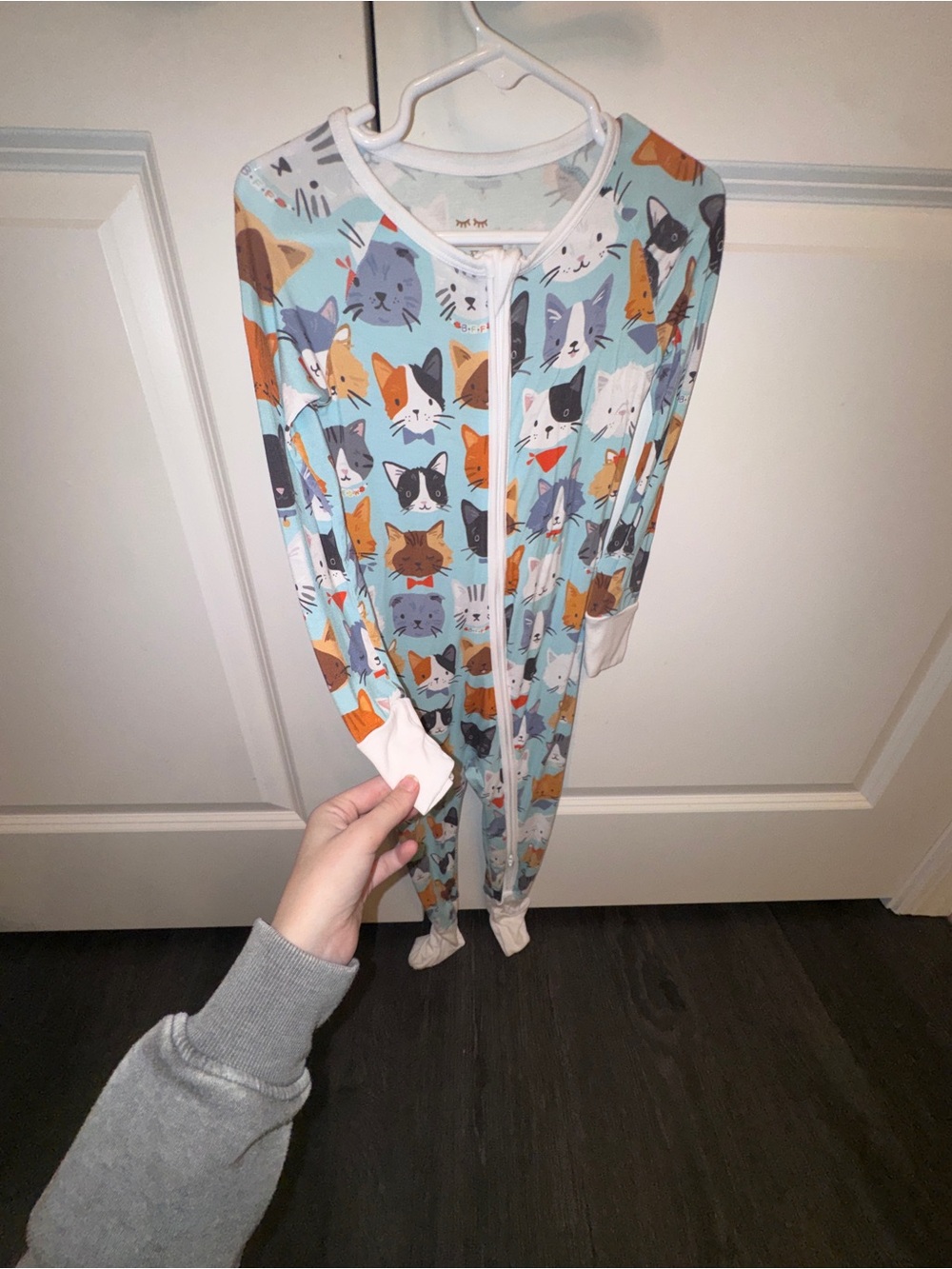🐱 Little Sleepies Cat Convertible Toddler Zippy Footie Bamboo Pajamas EUC 2T